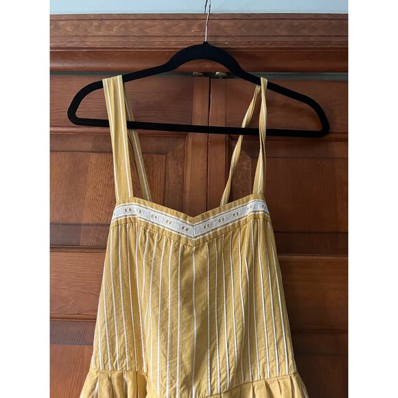 The Great Women's Striped Laurel Midi Dress Sleeveless Yellow/White Size 3 (L) - Picture 3 of 16